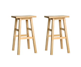 Set of 2 Wooden Backless Bar Stools - Natural
